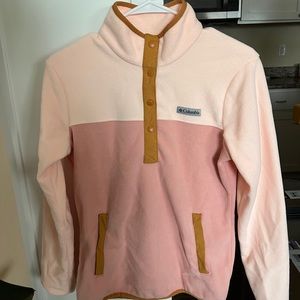 Columbia pink button up quarter sweater pullover with pockets
